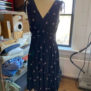 LOFT Dark Blue Floral Midi Dress